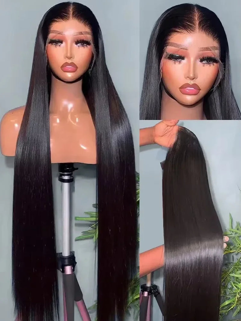 300% Density 36 Inch Bone Straight Vietnamese Human Hair Wig for Women 13X4 Hd Transparent Lace Frontal Wig Remy Hair Preplucked
