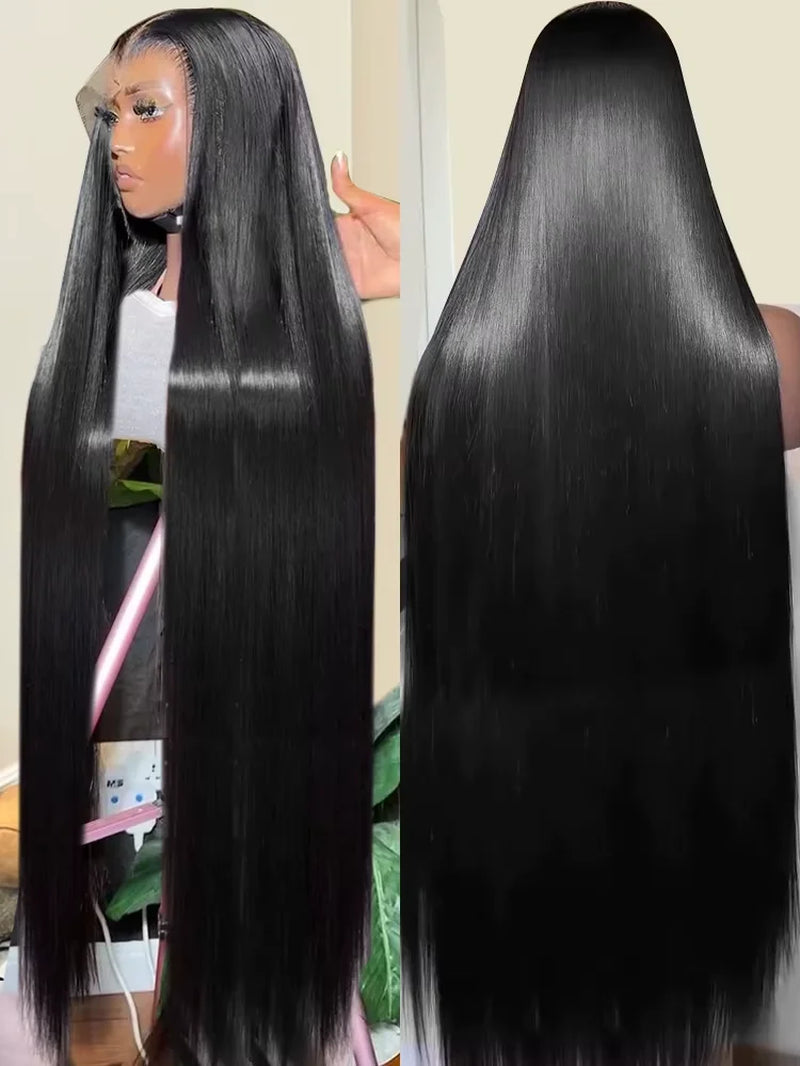 300% Density 36 Inch Bone Straight Vietnamese Human Hair Wig for Women 13X4 Hd Transparent Lace Frontal Wig Remy Hair Preplucked