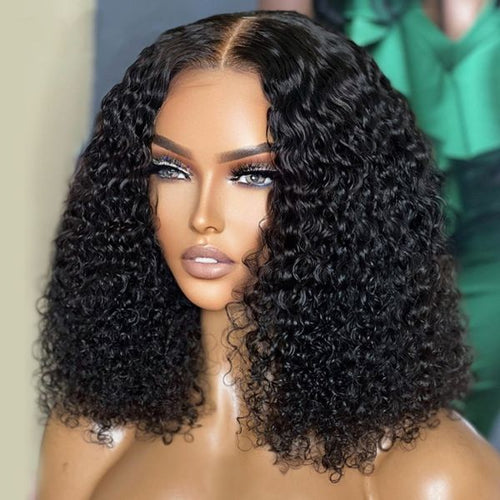 Short Curly Human Hair Bob Lace Front Wig