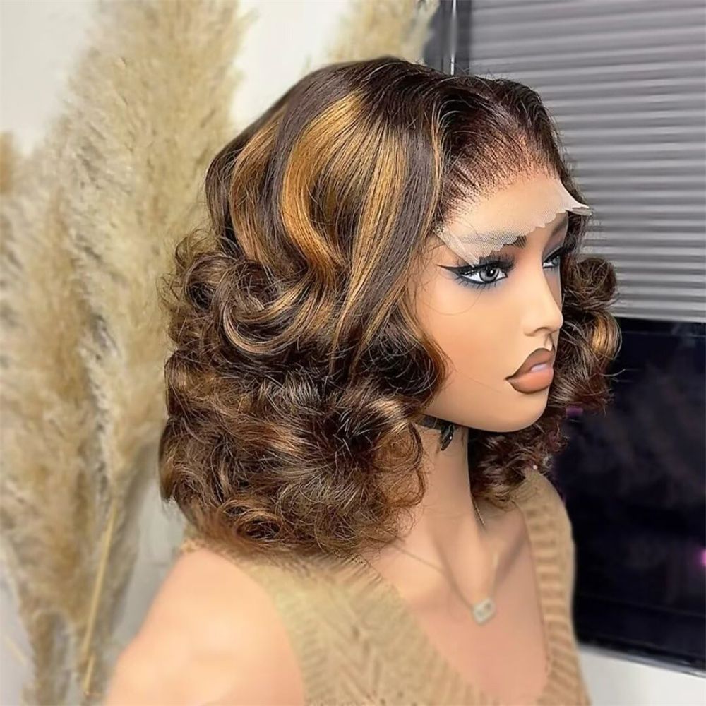 Perruque Bob courte ombrée blonde